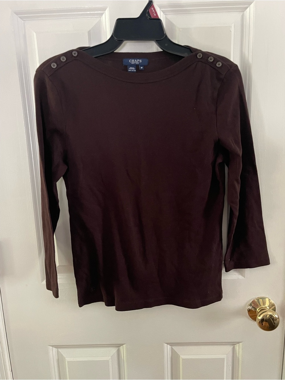 Chaps Dark Brown Crewneck Cotton Tee